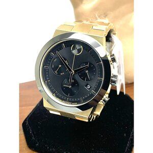 Movado Men's Watch 3600858 Bold Chronograph Swiss Quartz Black Gold Steel 44mm